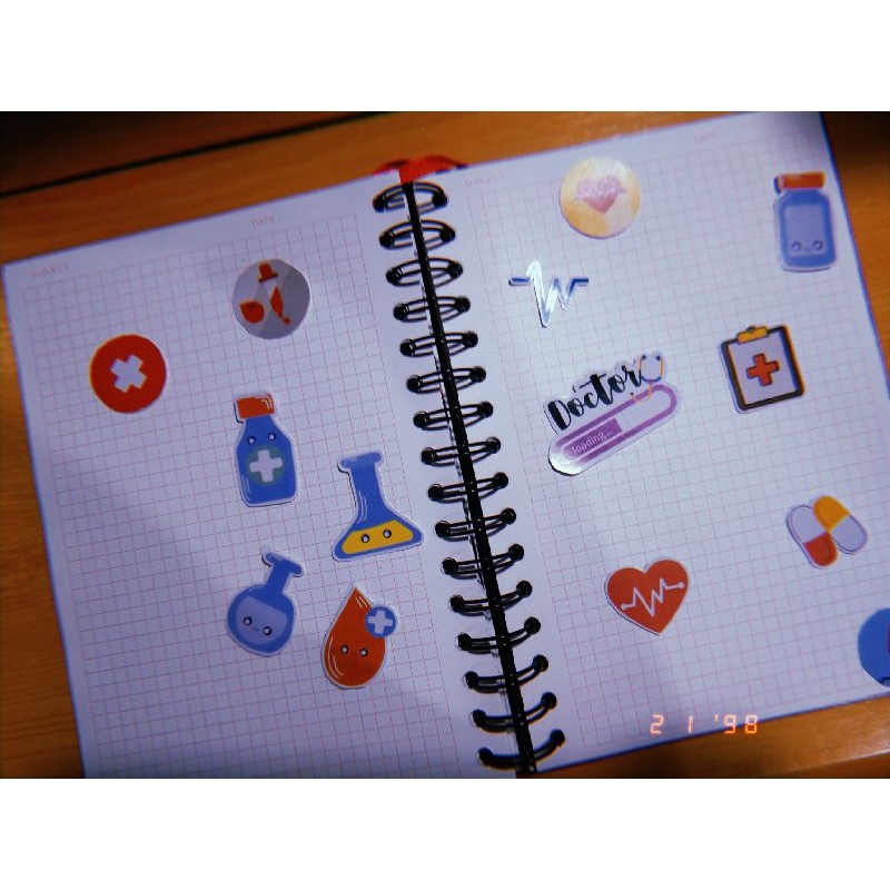 

SCHOOL MEDICAL STICKER PACK SET CUTTING isi 14 pcs // sticker planner // stiker aesthetic