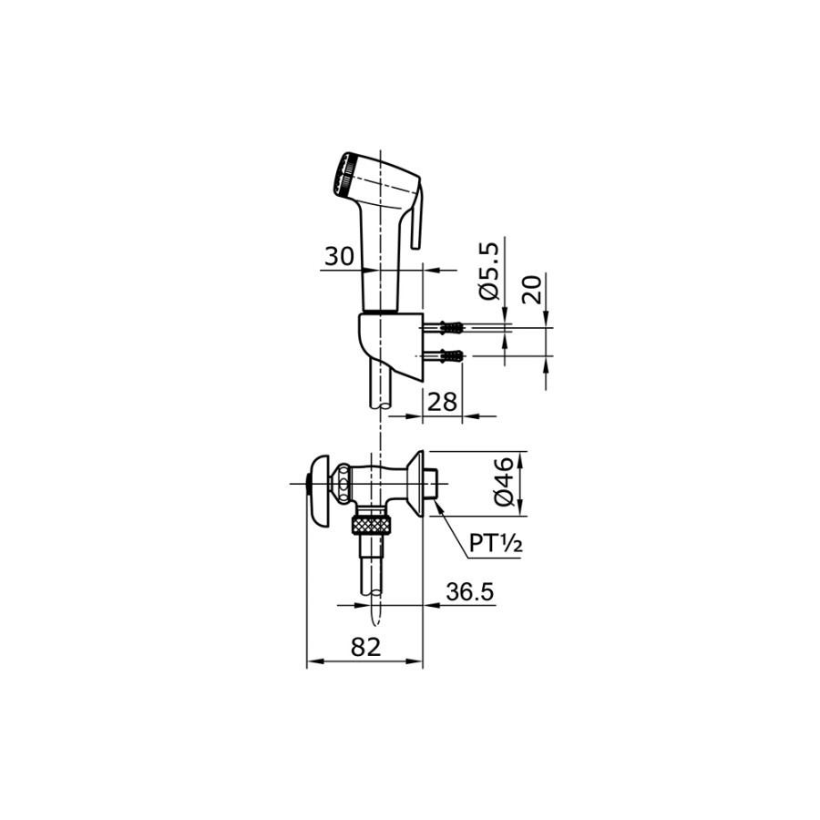 Toto TX403SBW Jet shower toilet kamar mandi dengan stop kran