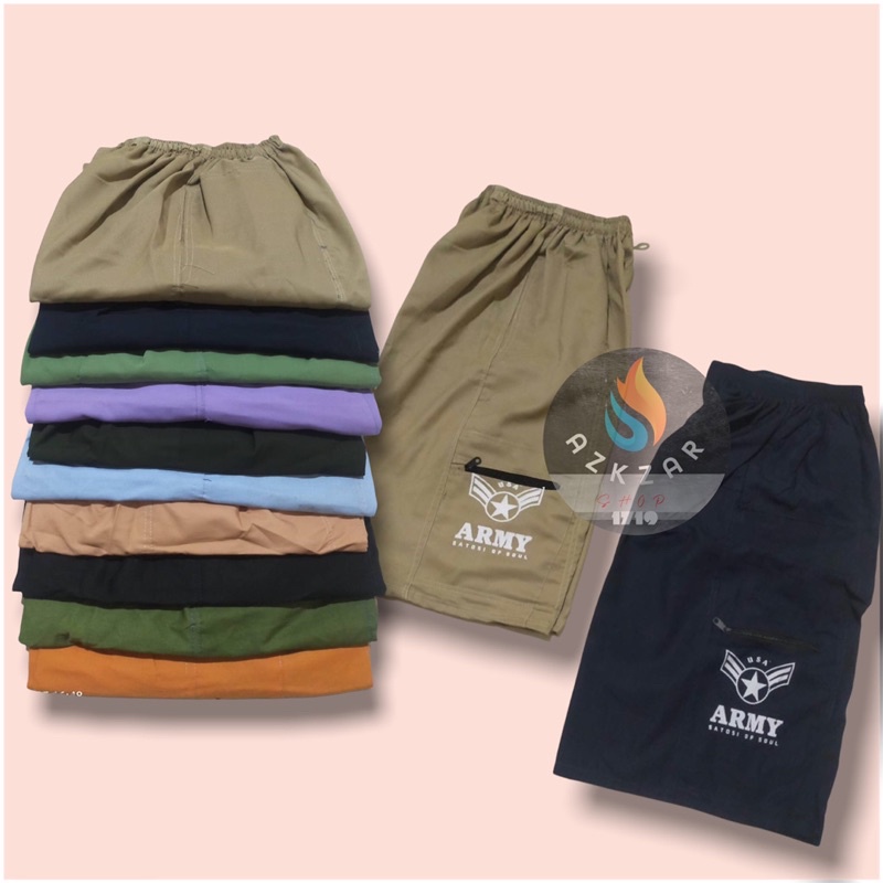 Celana 3/4 dewasa pria celana kolor cowok/celana santai (ARMY)