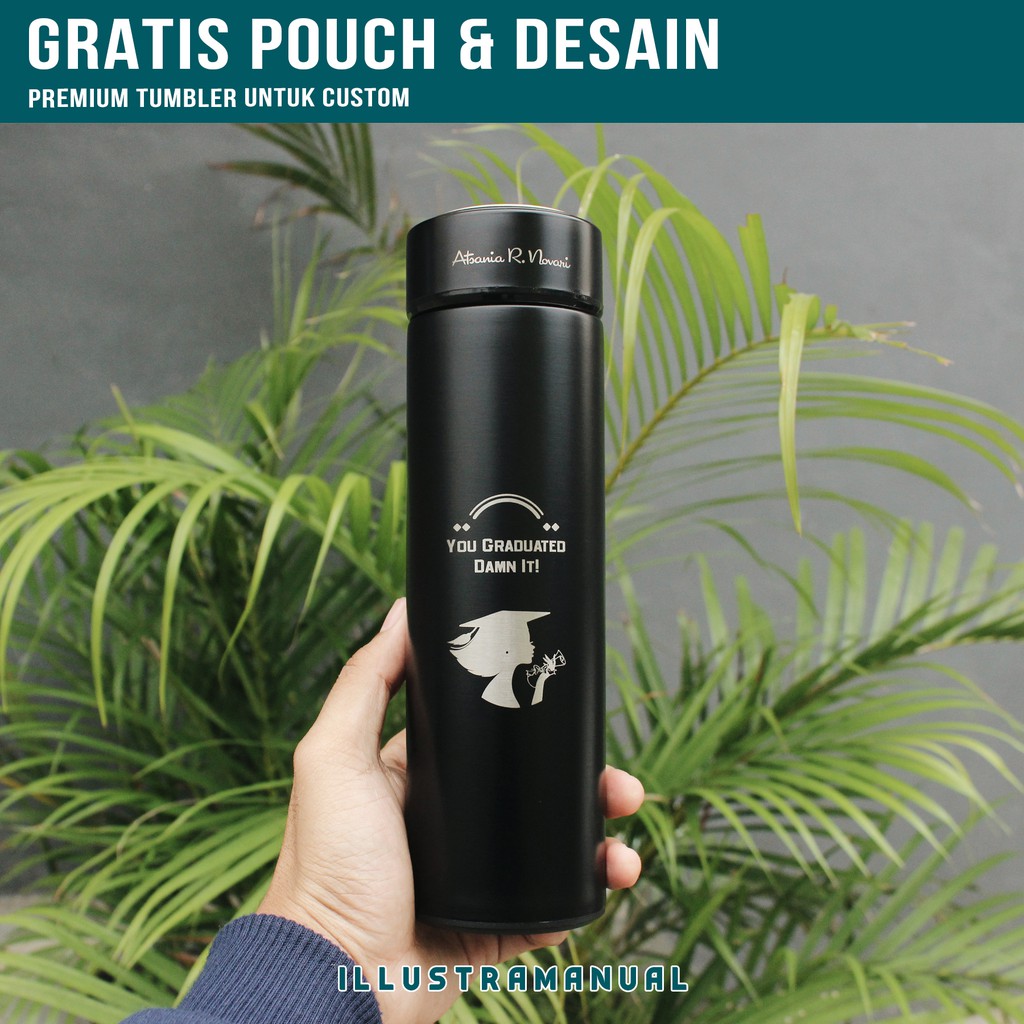 CUSTOM TUMBLER NAMA LOGO BOTOL MINUM STAINLESS STEEL VACUUM FLASK MUG