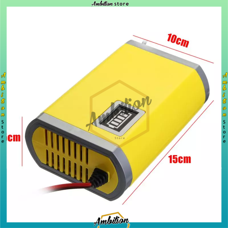 Alat Cas Aki /Car Truck Motorcycle Battery Charger 12V 2A [BISA COD] Varian Hijau / Kuning