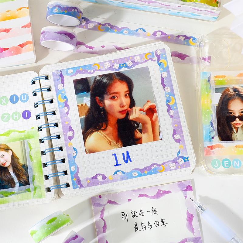 Stiker Kertas / Selotip Washi Gambar Awan Lucu Untuk Dekorasi Handbook DIY