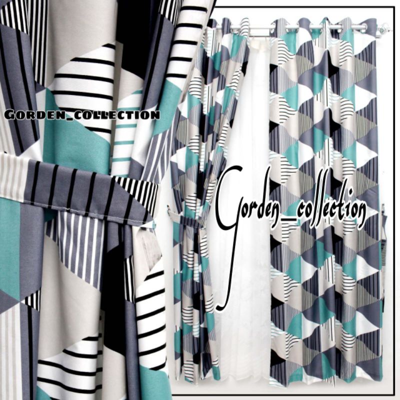gorden jendela gorden pintu gorden minimalis gorden katun tinggi 220cm motif zigzag viramid