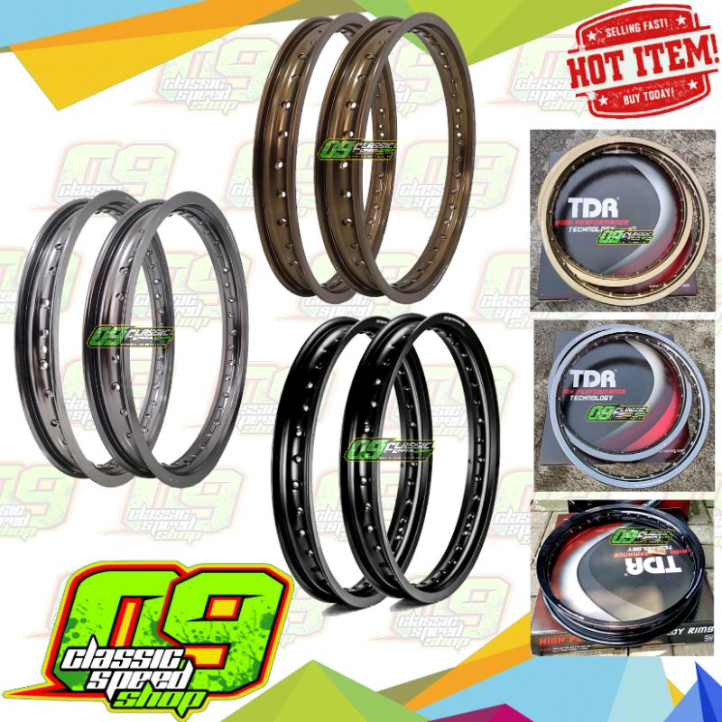 Velg TDR W ER Shape 140 160 185 215 Ring 17 Hitam Titanium Brown Gray Grey Silver Set & Bijian