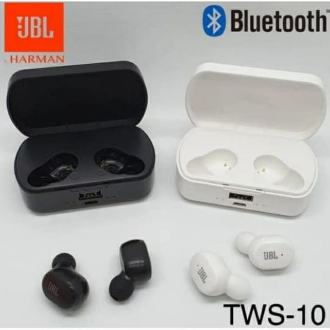 HEADSET BLUETOOTH JBL TWS 10 WIRELESS EARPHONE JBL TWS10 TWS-10 TOUCH - HITAM