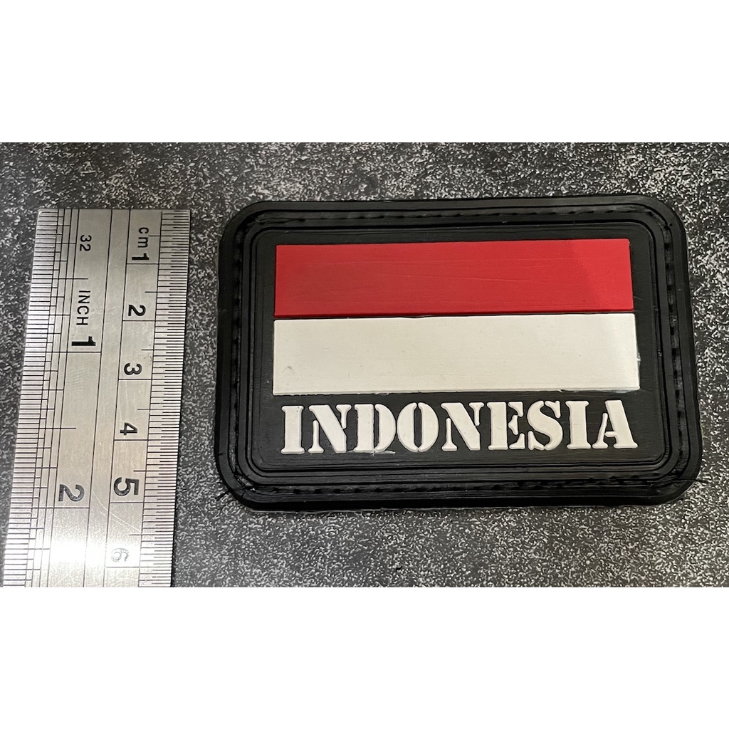 Patch Bendera Indonesia Lurus - Patch Velcro Indonesia - Prepetan -  Velcro Karet