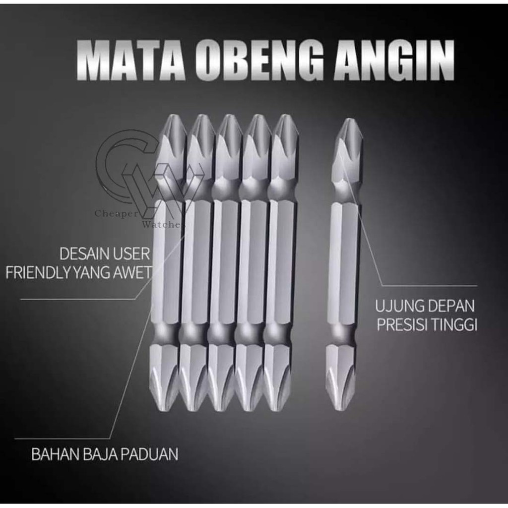 Cheaper-10pcs-Mata Obeng Angin Screw Driver Bit Mata Bor Magnet Obeng Plus Obeng Gysum isi 1pack