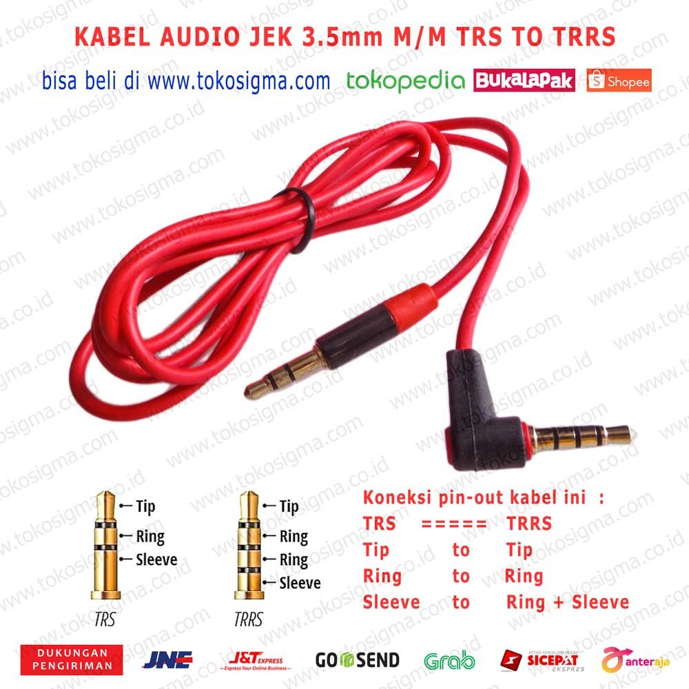 KABEL AUX AUDIO 3.5mm M-M 120cm IETOP TRRS garis 3 to TRS garis 2 GOLD