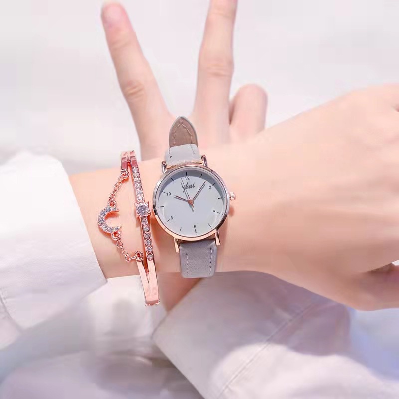 (GROSIRJAYA32) Jam Tangan Wanita Fashion Candy Gradient Color Quartz Women Leather Watch/Jam Tangan Wanita