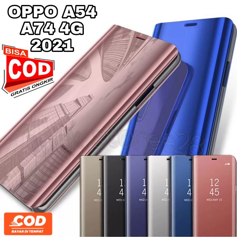 [COD] Oppo A54 A74 4G -Flip Clear View Stand Cover Casing Hp