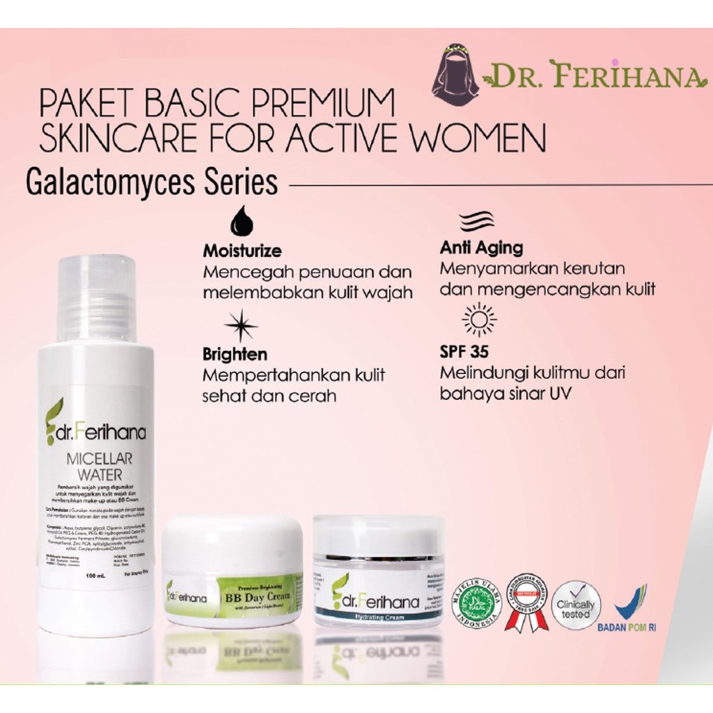 PAKET BASIC PREMIUM SKINCARE FOR ACTIVE WOMAN DR. FERIHANA SKINCARE