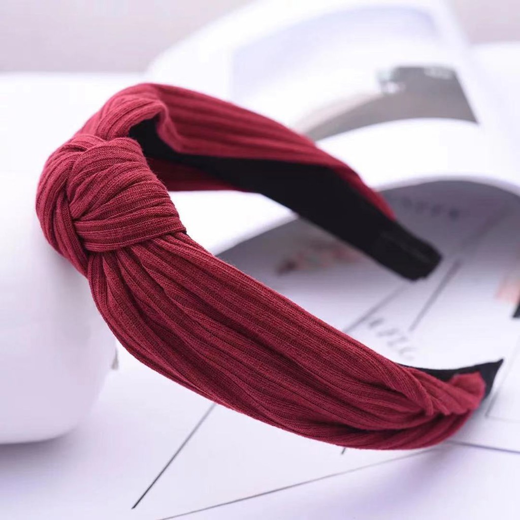 Bando Korea Bandana Wanita Murah Bando Polos Bando Simpul Aksesoris Rambut Wanita Import-AR-59 Maroon