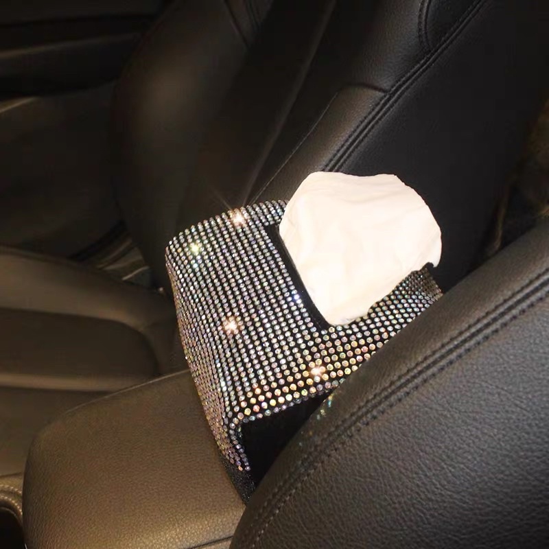 tempat tissue blink kotak tissue mobil sunvisor tempat tissue mobil swan mahkota blink Tempat/Cover Tissue Tisu Bahan Kulit DAD Full Diamond Blink-Blink Kualitas Premium