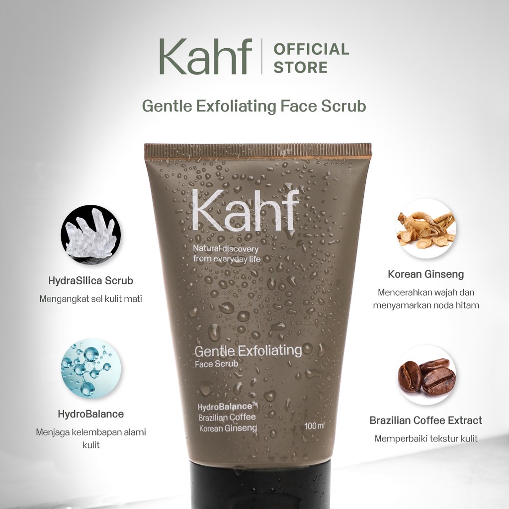 KAHF Oil and Acne Care Face Wash &amp; Gentle Exfoliating Face Scrub 100 ml | Perawatan Wajah Pria