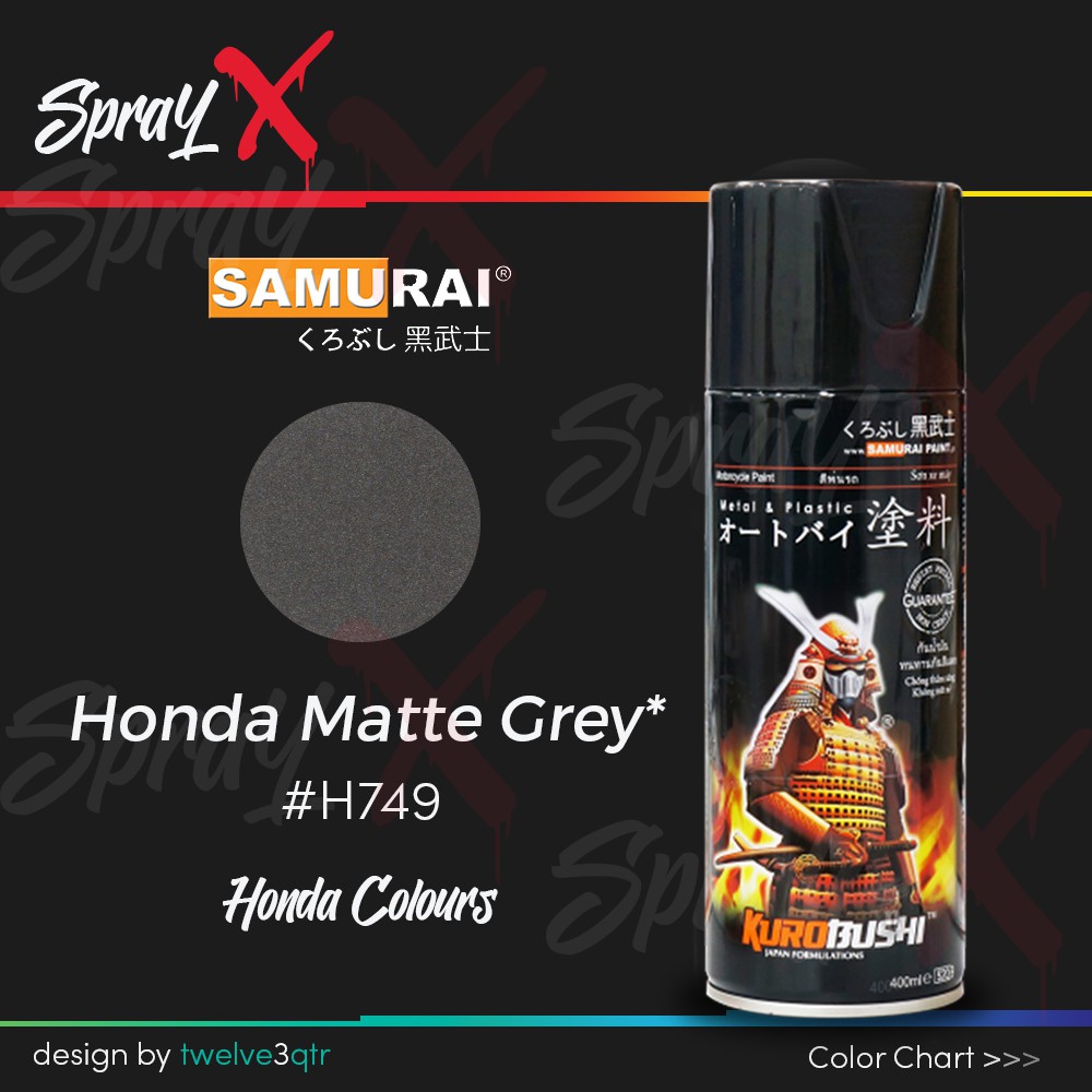 SAMURAI PAINT HONDA MATTE GREY H749 / ABU DOFF METALIK SCOOPY #H749 400ML - CAT AEROSOL KT KOMPRESOR