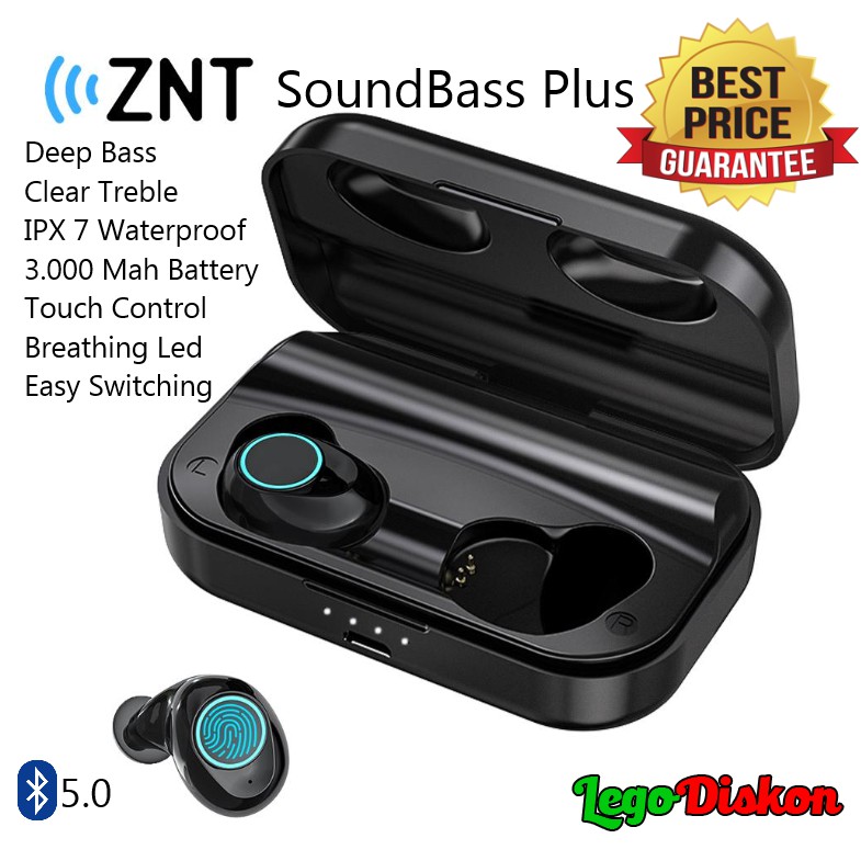 Wireless Earbud Earphone - ZNT SoundBass Plus IPX7 HIFI SOUND 3000Mah Powerbank BT 5.0 ORIGINAL