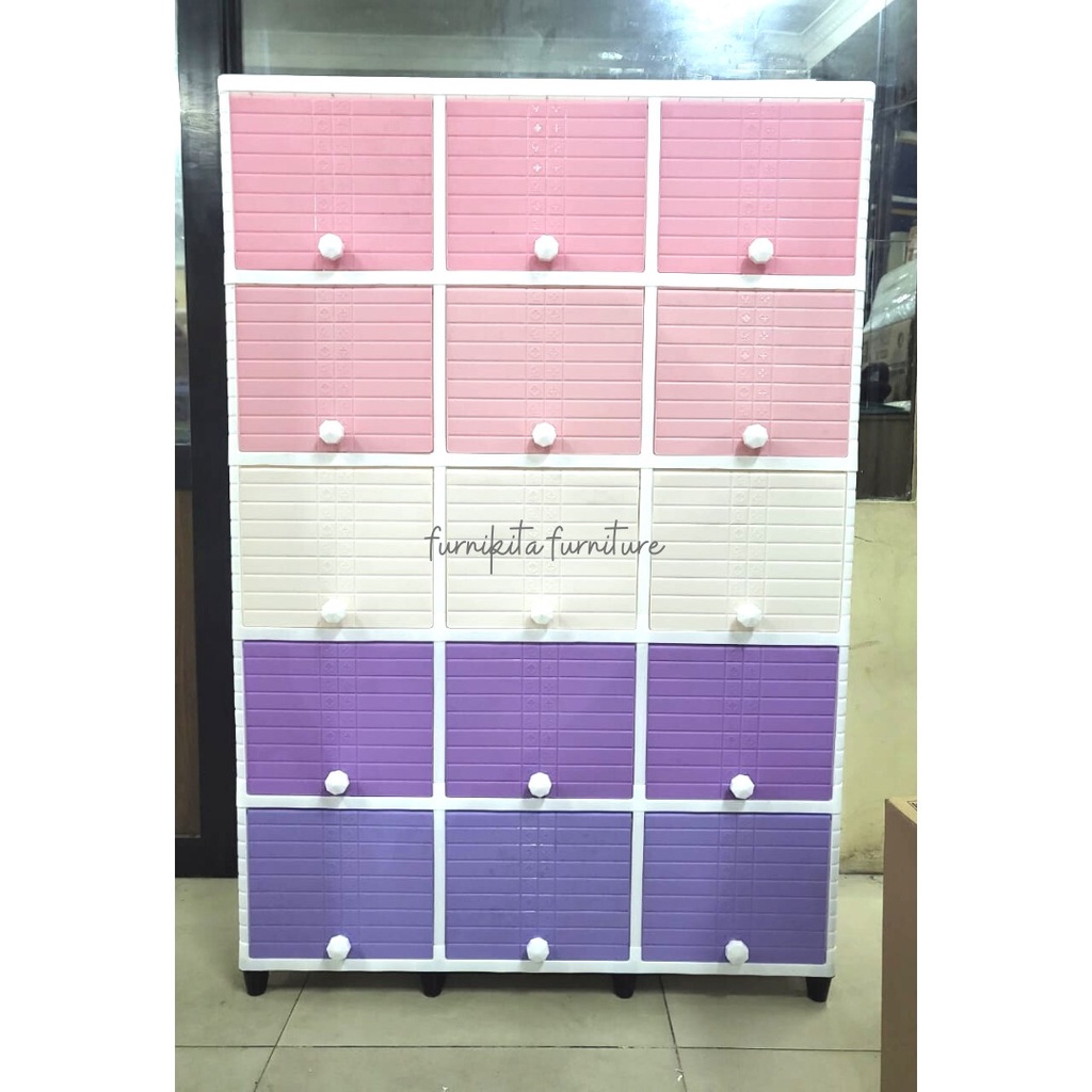 JTR - LEMARI PLASTIK CLUB FLIP SUSUN 5 TRIPLE 15 PINTU KusumaStore