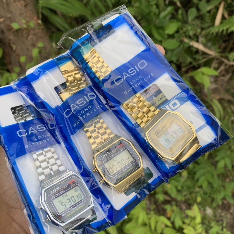 Jam tangan fashion wanita pria casio digital A158 rantai gshock murah grosiran F91