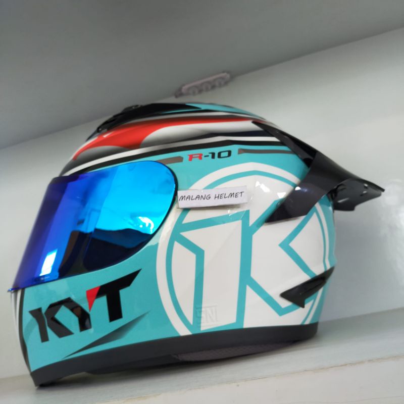 Helm KYT R10 Aqua - Paket Ganteng