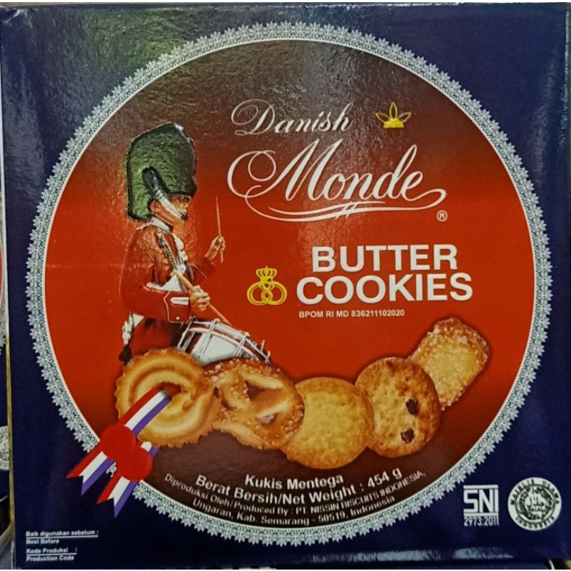 Jual BISKUIT KUE LEBARAN MONDE BUTTER COOKIES BLUE SHELL KALENG BIRU