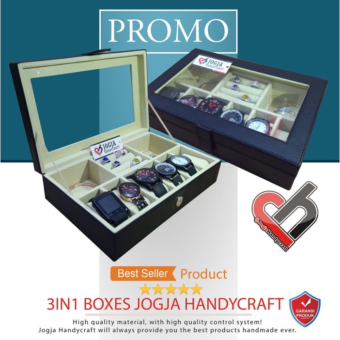 (PROMO) Box Kotak Jam Tangan isi 6 + Tempat Perhiasan &amp; Aksesoris