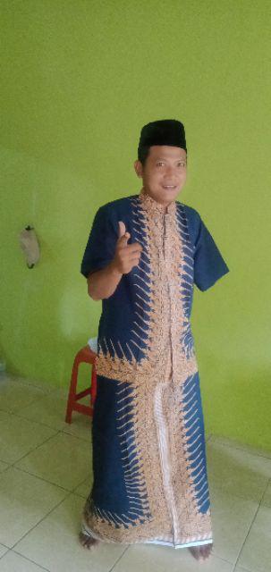 Batik Solo Modern Set Sarung Kemeja Modang Navy