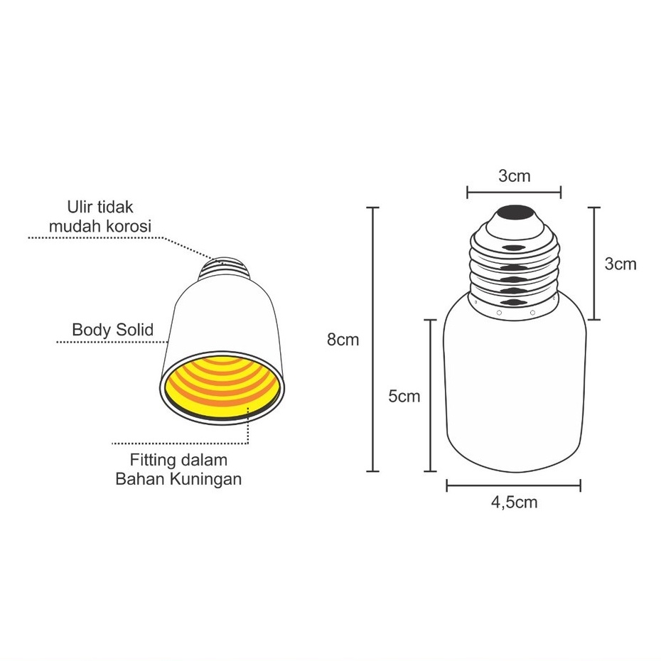 Converter Lampu Fitting E27 ke Fitting E40 Fiting Over E 27 E 40 E27 ke E40