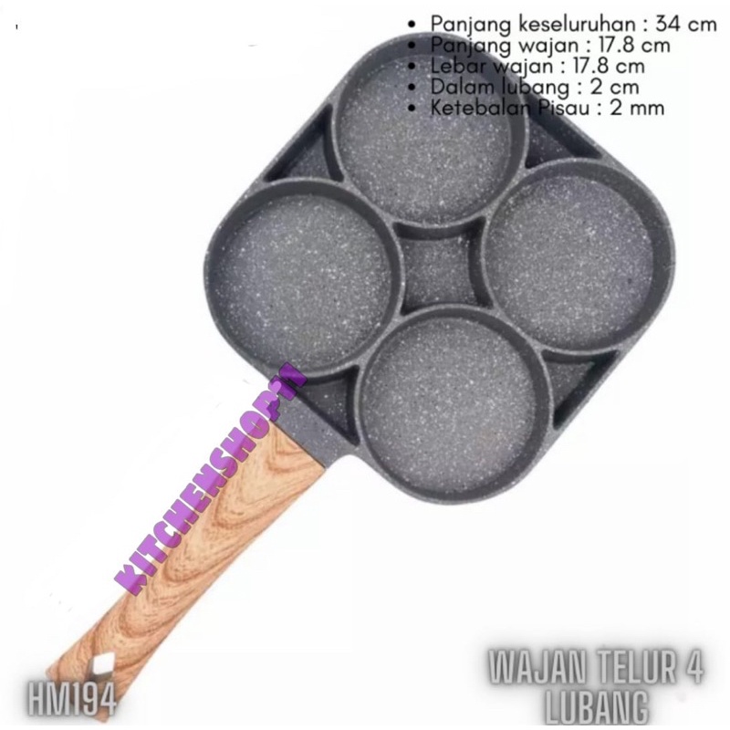 Panci wajan penggorengan telur 4 lubang anti lengket non stick / frypan multifungsi high quality