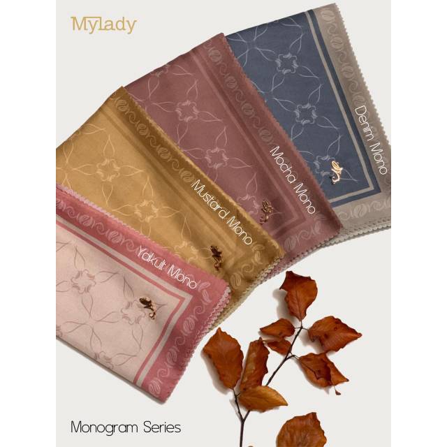 Mylady Hijab PREMIUM MONOGRAM EDITION denim vanilla latte avocado mustard mocha yakult black MONO-2