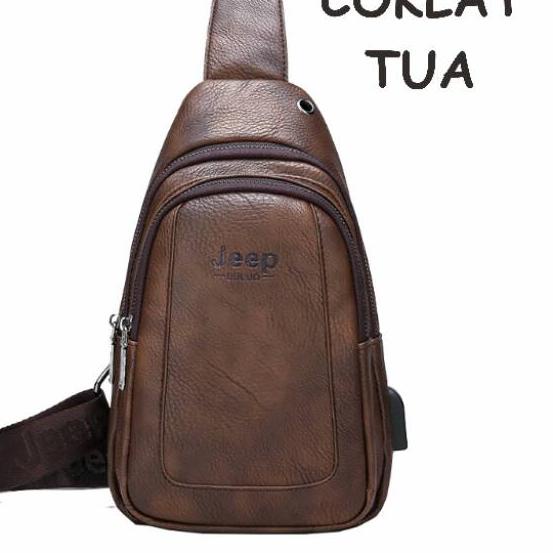 ❈ ORIGINAL JEEP Waist Bag Tas Selempang Pinggang Pria Bahan Kulit Kualitas Terbaik ♨