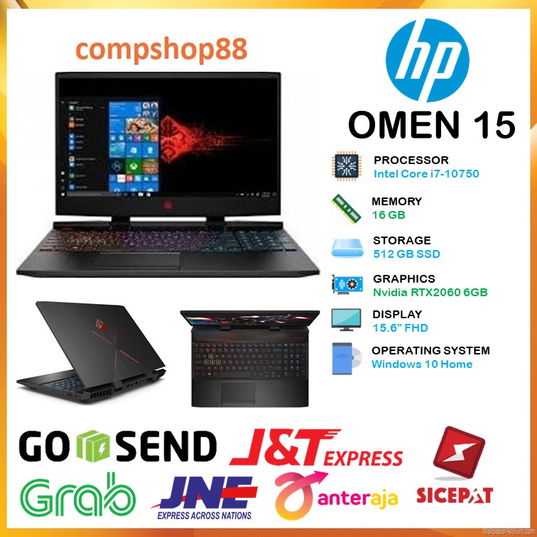 Laptop Gaming Murah HP Omen 15 i7 10750 16GB 512ssd  