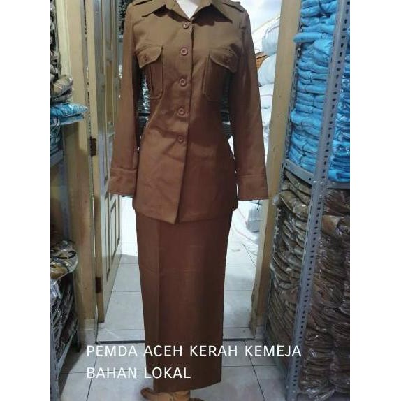 AB0 Seragam Pemda Khaki Coklat Blazer Pemda ASN Setelan Pemda Batik Blus Celana Rok Terlaris.