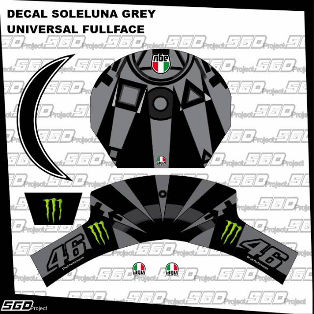 Stiker Decal Helm Motif Soleluna Grey Universal Full