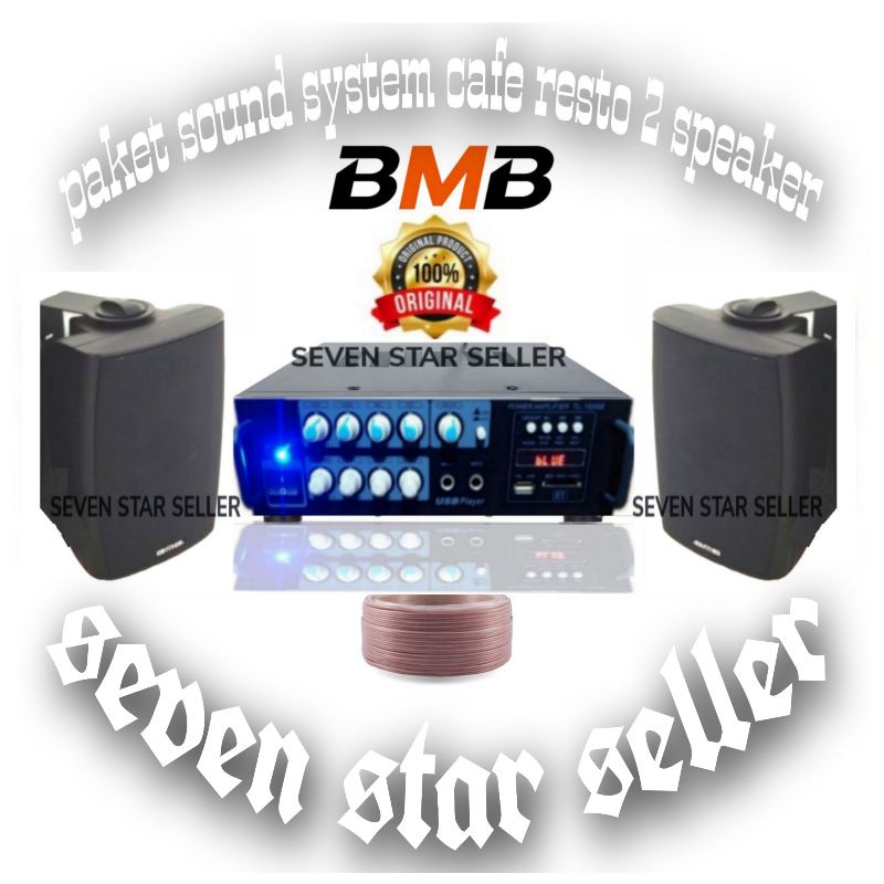 paket sound cafe resto indoor outdoor 1 unit amplifier 2 unit speaker bmb