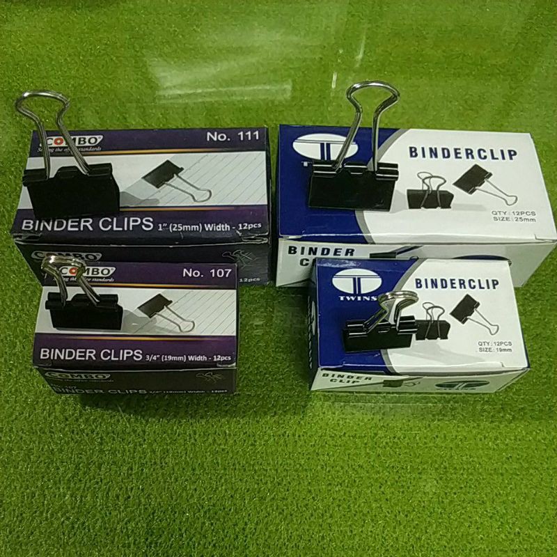 

Binder Clip Combo no. 111 no. 107 1 kotak isi 12bh / Binderclip no111 no107 Twins / BinderClips no.111 no.107