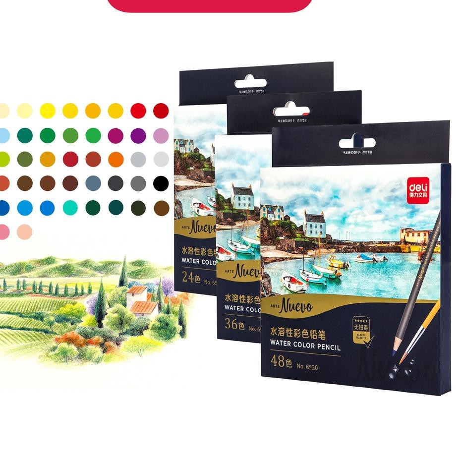 

PROMO 10.10 Deli pensil warna 24/36/48C watercolor dengan kuas non-toxic, dapat dicuci dan teknologi