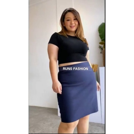 ROK SPAN KERJA PENDEK BAHAN SCUBA 3/4/ROK KERJA PENDEK STANDAR /ROK PENDEK WANITA JUMBO