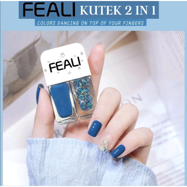 [TERMURAH SEJABAR] FEALI 2IN1 KUTEK HALAL KUTEKS 2 TONE KUTEK KOREA Cat Kuku muslimah Gel Nail polish