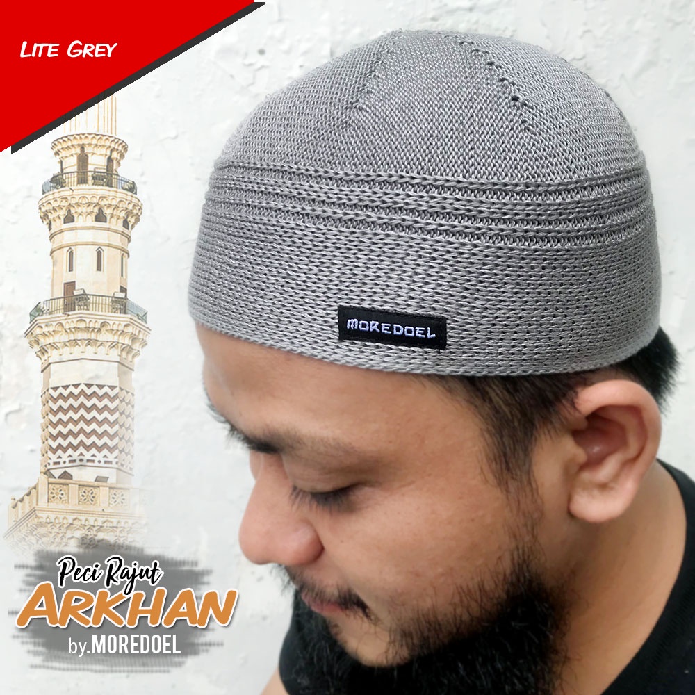 MOREDOEL - Kopiah Peci Rajut Pria Arkhan By Moredoel Nyaman dipakai Shalat dan Gaya dipakai Harian