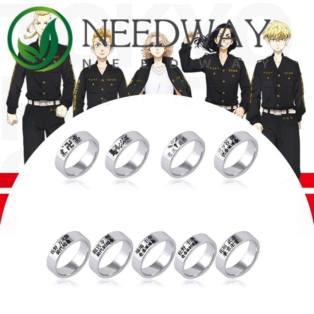 Needway  Women Anime Necklace Kurokawa Carving Ring Anime Ring Jewelry Accessories Tokyo Revengers Stainless steel Unisex Izana Anime Cosplay Props