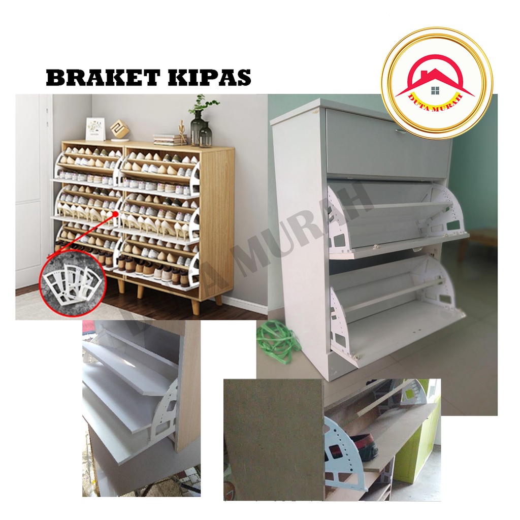 Rak Sepatu Kipas / Braket Rak Sepatu Lipat / Rak Sepatu Putar / Bracket Fitting Lipat, Isi 2 pcs