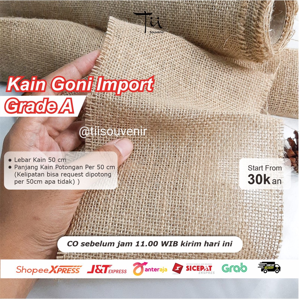 Kain Goni Import Grade A 50 cm x 55 cm - Kain Goni Meteran - Burlap - Jute