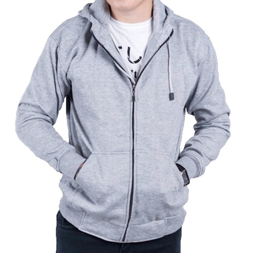 Jaket Sweater Hoodie Zipper List Resleting Pria Fleece Risleting - Marun