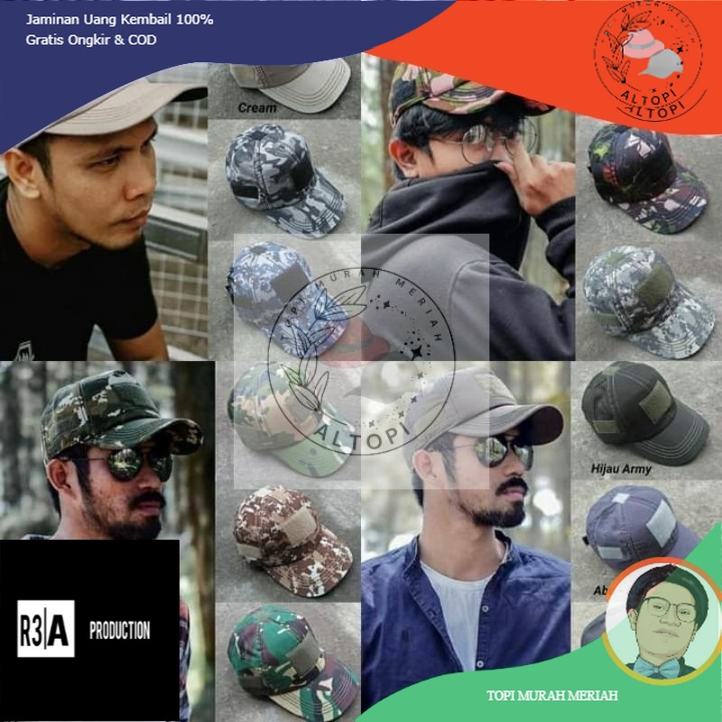 PROMO !!!! GROSIR TOPI TACTICAL TOPI TAKTIKAL MOTIF POLOS LORENG