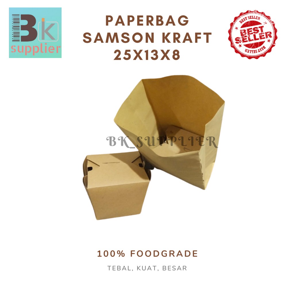 

Kantong Kertas Coklat 50pcs, Paper Bag, kantong kertas samson, Kantong kertas Roti, kemasan makanan