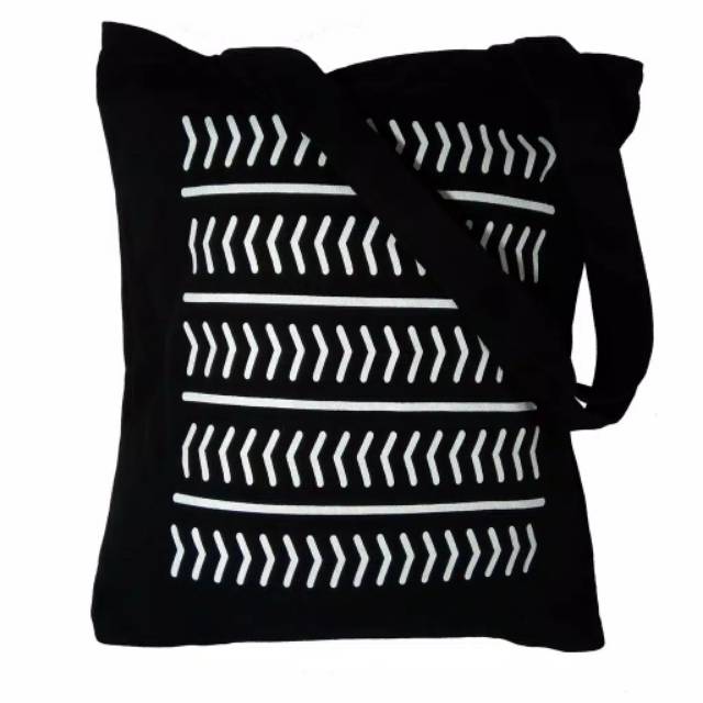 Tote Bag Kanvas Wanita Resleting dengan Desain Aesthetic Motif Garis Gaya yang Elegan dan Minimalis