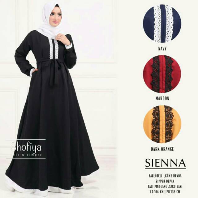 DISC 49% SIENNA MAXI DRESS Muslim syari pakaianonline/tazkiahijabstore/olshopfany/ ORI SHOFIYA /01