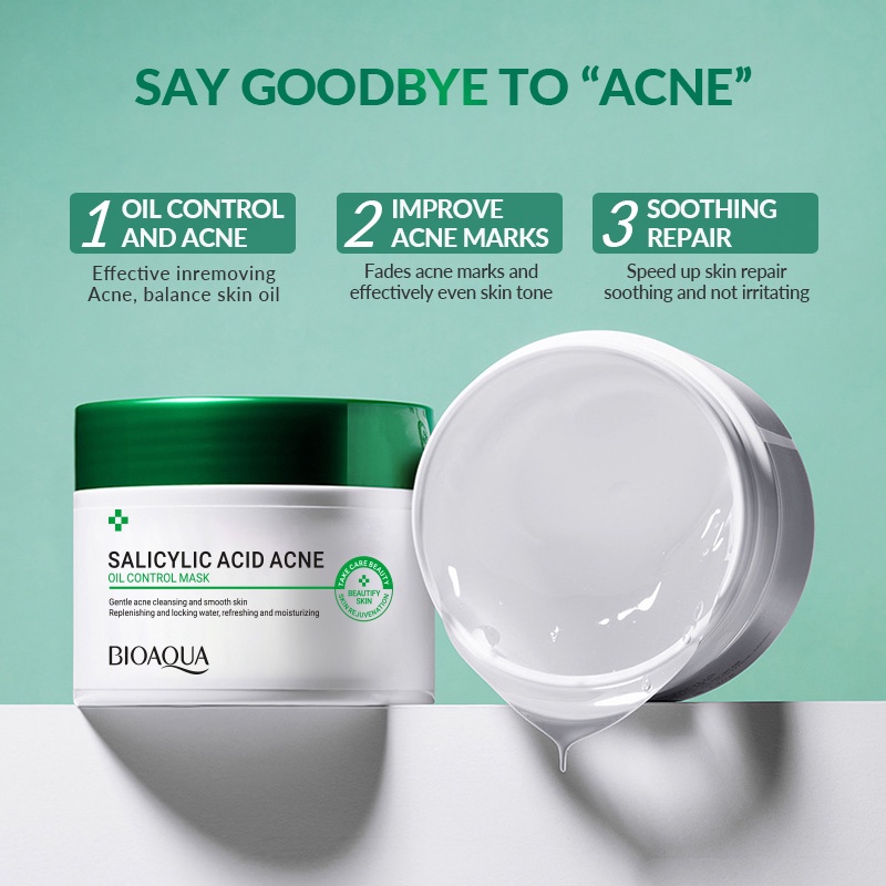 ✨ AKU MURAH ✨Bioaqua Salicylic Acid Acne Oil Control Face Mask 120gr // &quot;PUTIH&quot;