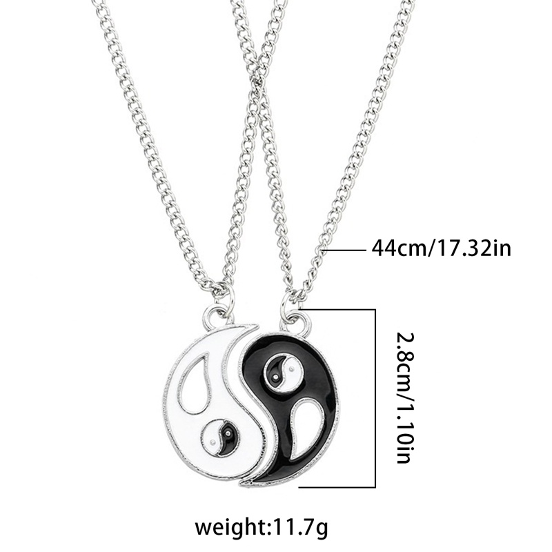 2pcs Kalung Liontin Puzzle Tai Chi Yin Yang Bahan Alloy Untuk Hadiah Ulang Tahun