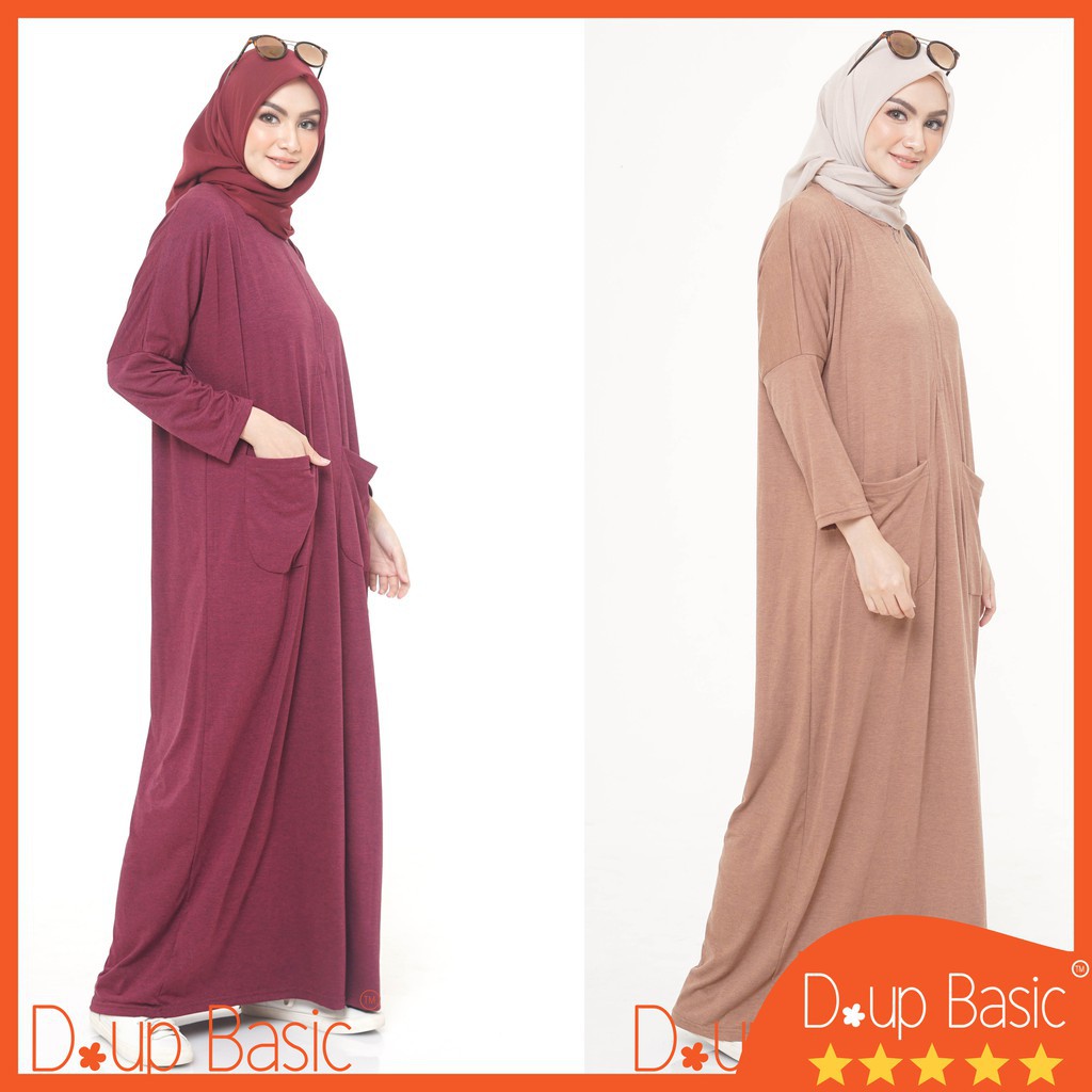 PAKAIAN MUSLIM TERLARIS TERKINI // DUPBASIC GAMIS KAOS HALLE - Gamis Polos Casual Bahan Misty Kaos
